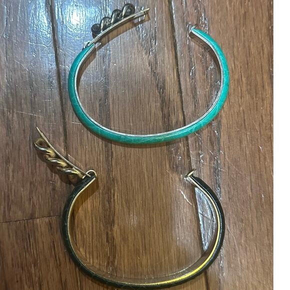 Vintage Vita Florence 24k Gold Bangle & Modern Manelli Silver Leather Bracelet - Picture 10 of 13